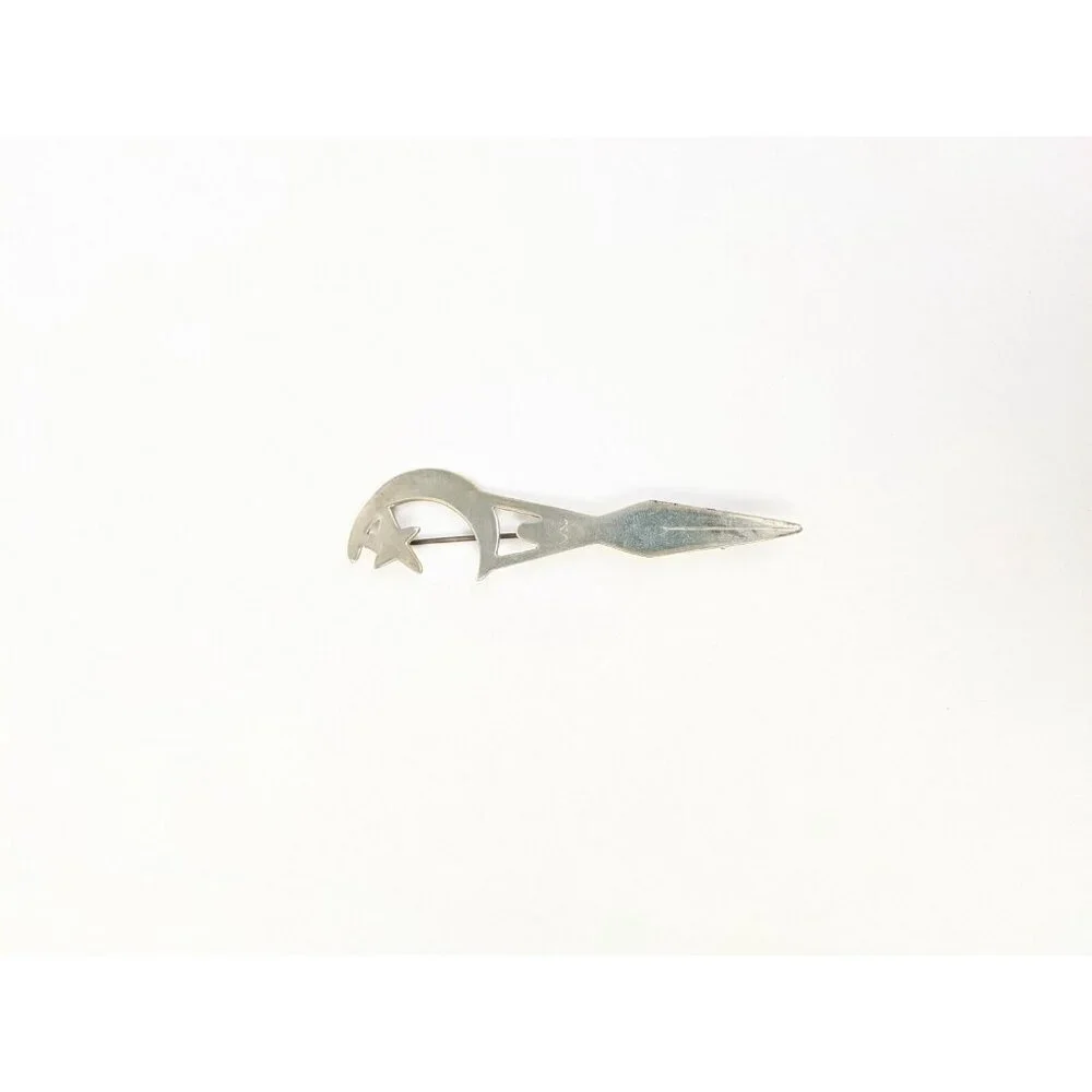 Vintage Sterling Silver Signed Pin Brooch Nude Woman Moon Star Celestial - Picture 4 of 9